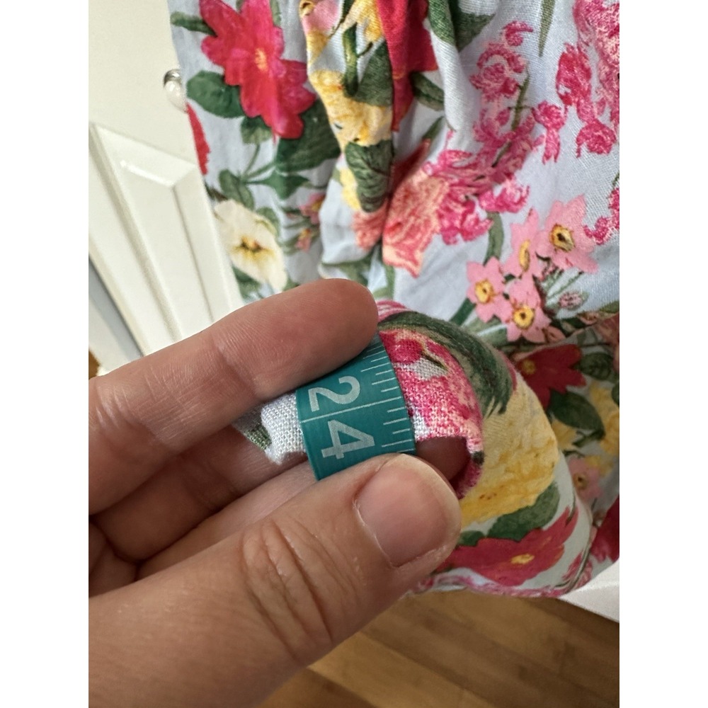 Old Navy Jumpsuit  L Linen Blend Floral sleeveless Tie Wide Leg boho beach Airy - Picture 6 of 8